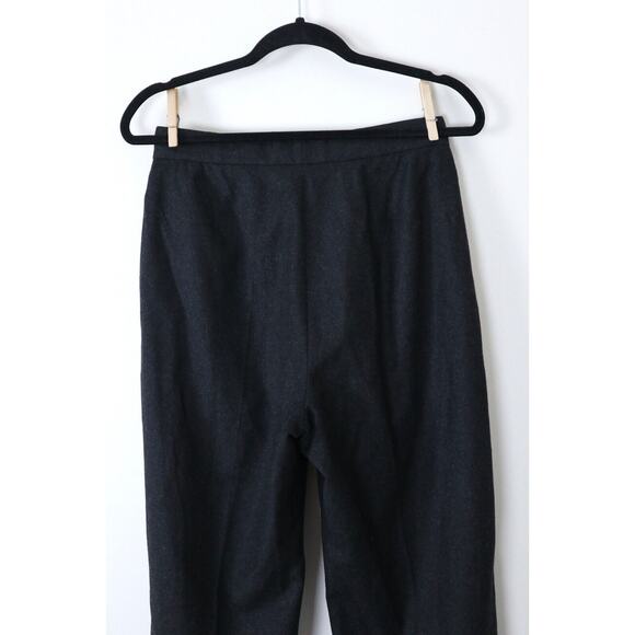 Vintage 1990s Chanel High Waisted Flat Front Wool Trousers Charcoal Gray - Picture 7 of 11